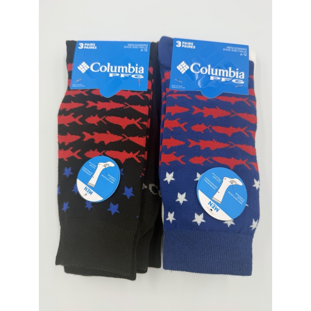 Columbia Men's PFG Patriot Crew Socks 2 Pack 6 Pairs sz 6-12 Fishing